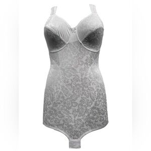 White Floral Rago Shapewear Bodysuit Size 38D